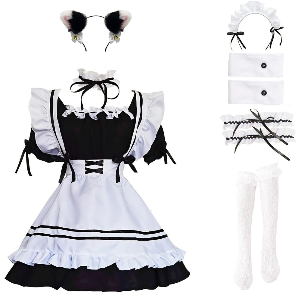 3359 Maid Outfit Anime Cosplay Lolita Dress French Maid Costume Plush cat